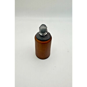 Black Agate Estate Ring .925 Stone Sz 6 - 5.8 Grams - Beautiful Piece